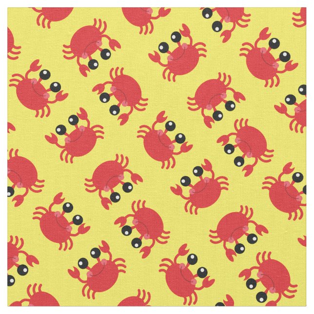 Cute Crabs Kids Beach Animals Tyg (Närbild)