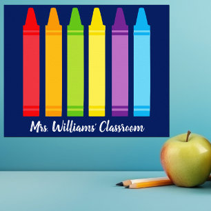 Cute Crayon Anpassningsbar Elementary School Class Poster