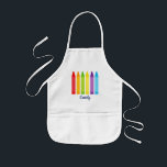 Cute Crayon-Anpassningsbarna, grundskola Barnförkläde<br><div class="desc">En vacker personlig barn är en gåva till en dagis till använda i grundskolans konstklass. Anpassningsbar gjord med ett barns namn under kritor söta regnbåge. En bra gåva till en förskoleunge.</div>