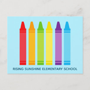 Cute Crayon Elementary School eller Daycare Anpass Vykort