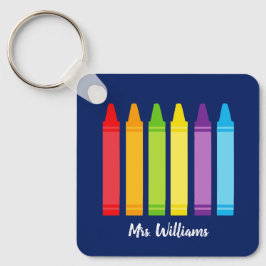 Cute Crayon Elementary School Teacher Personlig Nyckelring