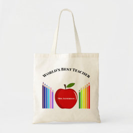 Cute Crayon Elementary Teacher Apple Tygkasse