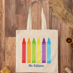 Cute Crayon Kindergarten Teacher School Monogram Tygkasse<br><div class="desc">En vacker lärarvecka eller en julklapp till ge för en lekskola till grundskoleläraren. Anpassningsbar gjord med namn under en söt regnbåge av kritor. En fin väska för en förskolelärare med ett söt,  personlig monogram.</div>