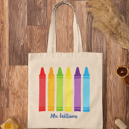 Cute Crayon Kindergarten Teacher School Monogram Tygkasse