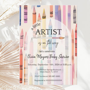 Cute Crayon Pastel Little Artist Baby Shower Inbjudningar