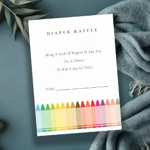 Cute Crayon Roligt Rainbow Diaper Raffle Baby Show Tilläggskort