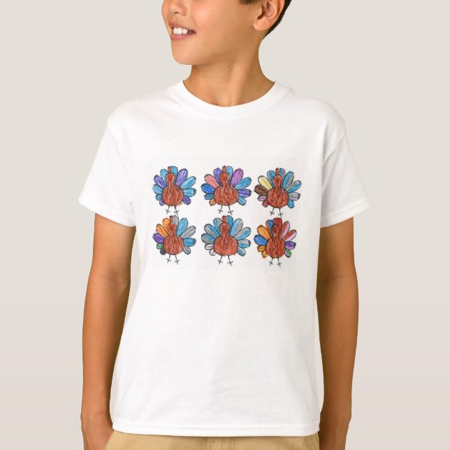 Cute Crayon Turkey Kids Shirt T Shirt (Framsida)