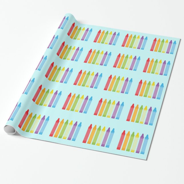 Cute Crayon Wrapping Papper Presentpapper (Utrullad)