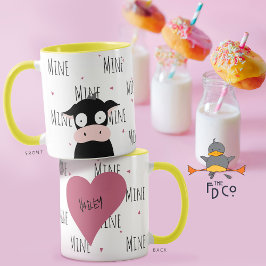 Cute Crazy about Mooo "Mine" Funny Cow Kärlek Pun Mugg