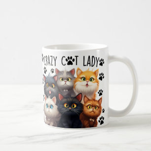 Cute Crazy Cat Dam, Cat Lovers, I kärlek mitt katt Kaffemugg