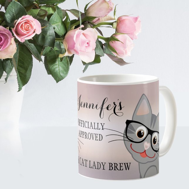 Cute Crazy Cat Dam Personlig mugg (Skapare uppladdad)