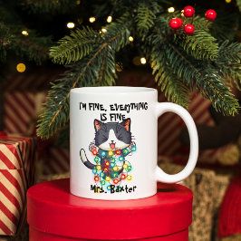 Cute Crazy Cat Jag är Bra Ljus Lärare Namn Kaffemugg