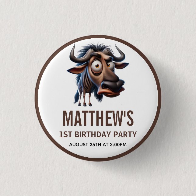 Cute Crazy Cheetah Farm Theme 1st Birthday Knapp (Framsida)