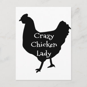 Cute Crazy Chicken Dam Chicken Silhouette Vykort