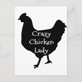 Cute Crazy Chicken Dam Chicken Silhouette Vykort