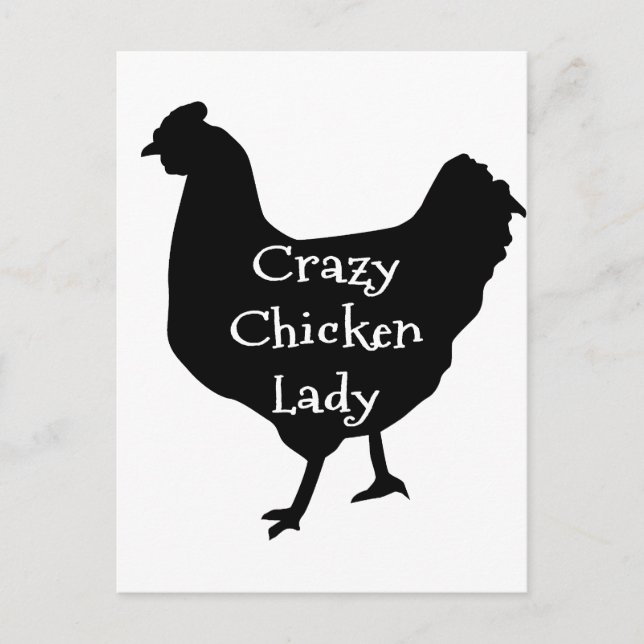 Cute Crazy Chicken Dam Chicken Silhouette Vykort (Framsida)