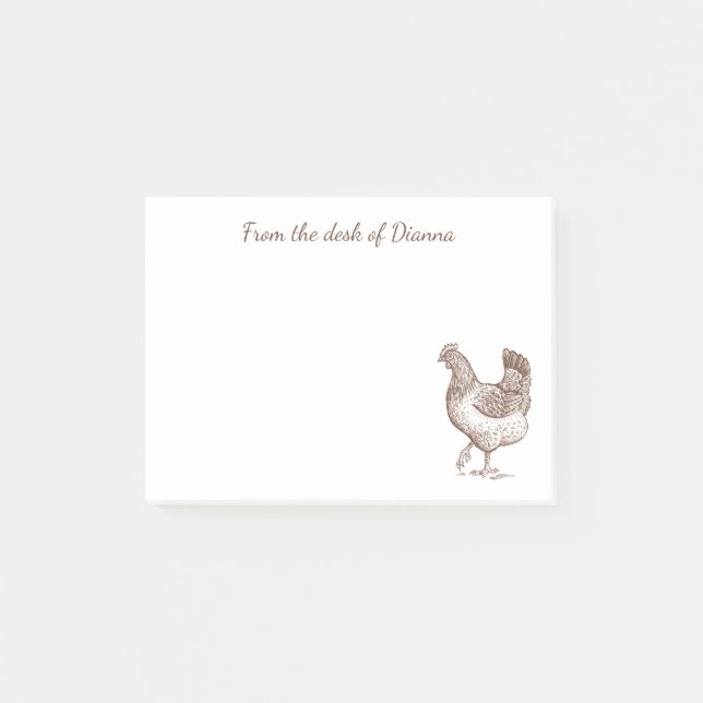 Cute Crazy Chicken Dam Farm Farmer Tupp Post-it Block (Framsida)