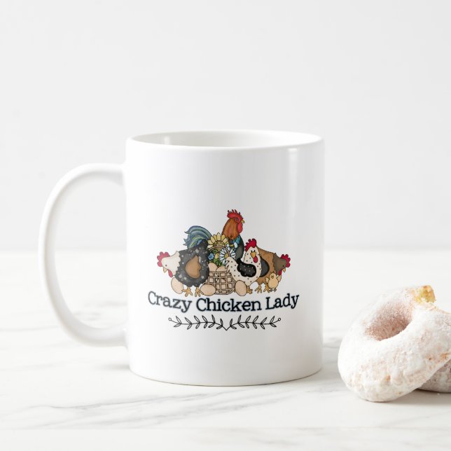 Cute Crazy Chicken Dam Kaffemugg (Med munk)