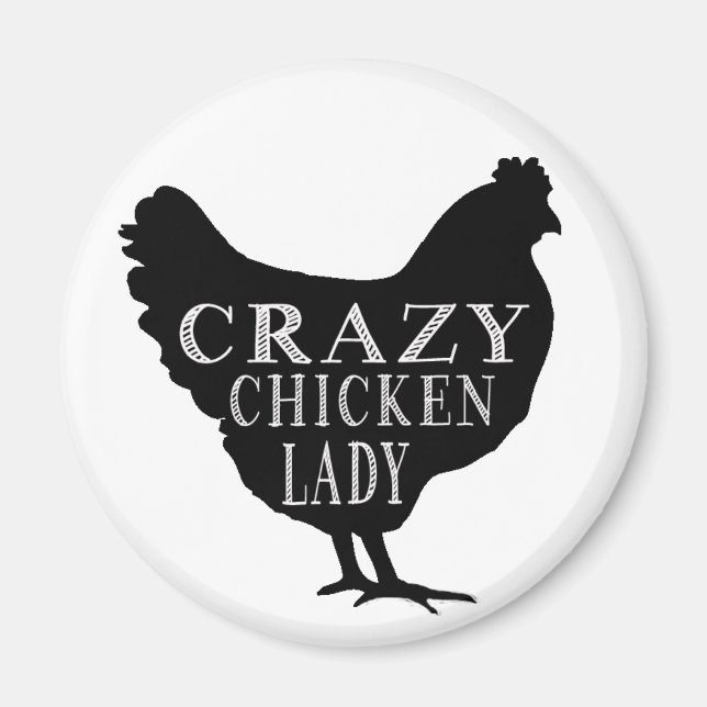 Cute Crazy Chicken Dam Magnet (Framsidan)