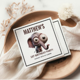 Cute Crazy elephant Farm Theme 1st Birthday Pappersservett