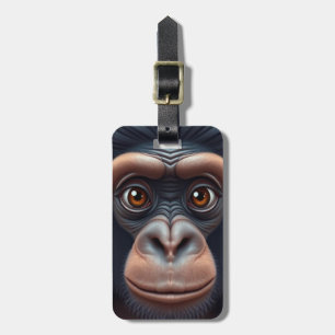 Cute Crazy Funny Chimpanzee Anime Porträtt Bagagebricka