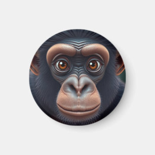 Cute Crazy Funny Chimpanzee Anime Porträtt Magnet