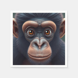 Cute Crazy Funny Chimpanzee Anime Porträtt Pappersservett