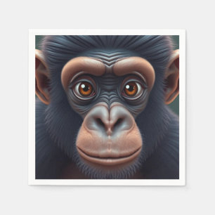 Cute Crazy Funny Chimpanzee Anime Porträtt Pappersservett