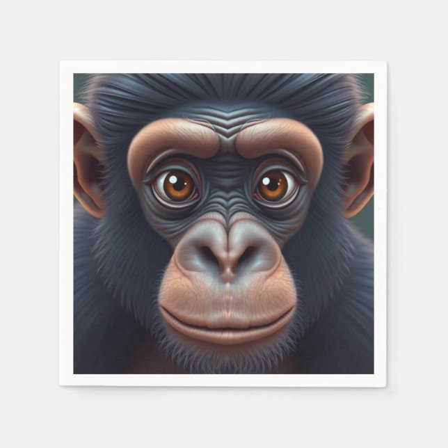 Cute Crazy Funny Chimpanzee Anime Porträtt Pappersservett (Framsidan)