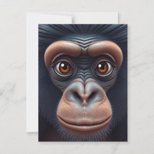 Cute Crazy Funny Chimpanzee Anime Porträtt Vykort