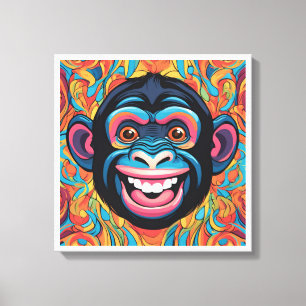Cute Crazy Funny Chimpanzee Canvastryck