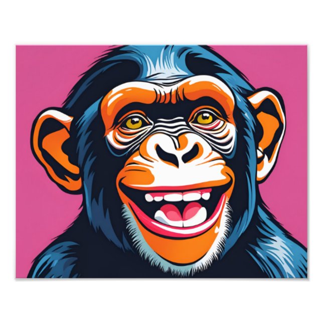 Cute Crazy Funny Chimpanzee Fototryck (Framsidan)