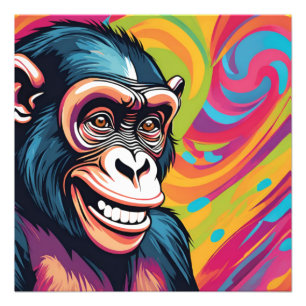 Cute Crazy Funny Chimpanzee Fototryck