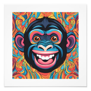 Cute Crazy Funny Chimpanzee Fototryck
