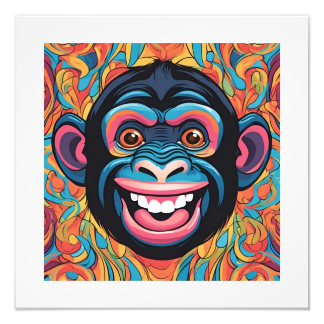 Cute Crazy Funny Chimpanzee Fototryck (Framsidan)