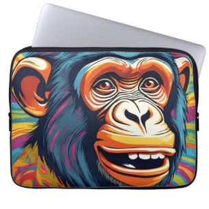 Cute Crazy Funny Chimpanzee Laptop Fodral