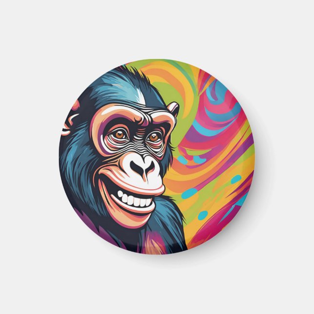 Cute Crazy Funny Chimpanzee Magnet (Framsidan)