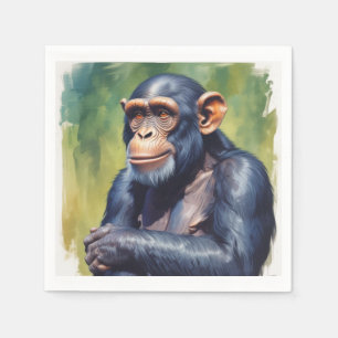 Cute Crazy Funny Chimpanzee Pappersservett