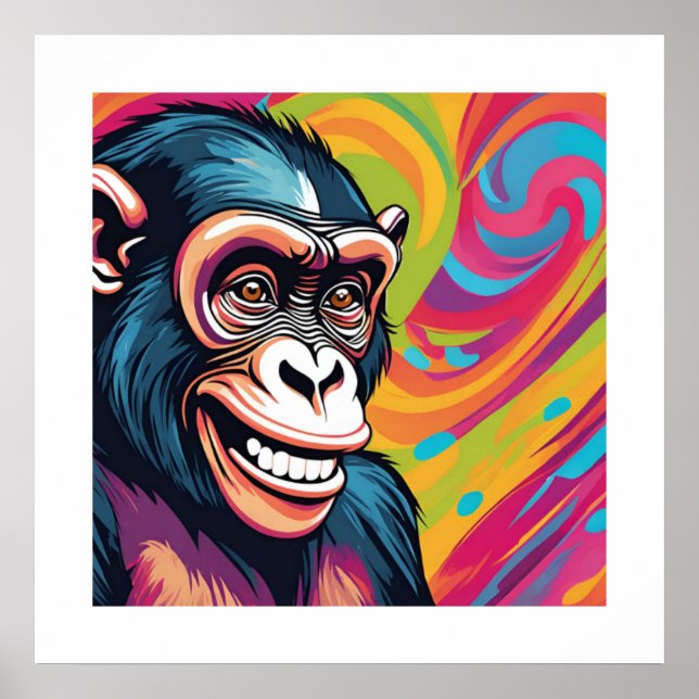 Cute Crazy Funny Chimpanzee Poster (Framsidan)