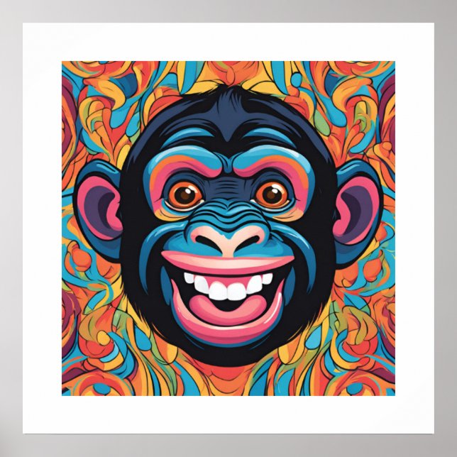 Cute Crazy Funny Chimpanzee Poster (Framsidan)