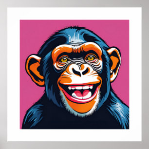 Cute Crazy Funny Chimpanzee Poster
