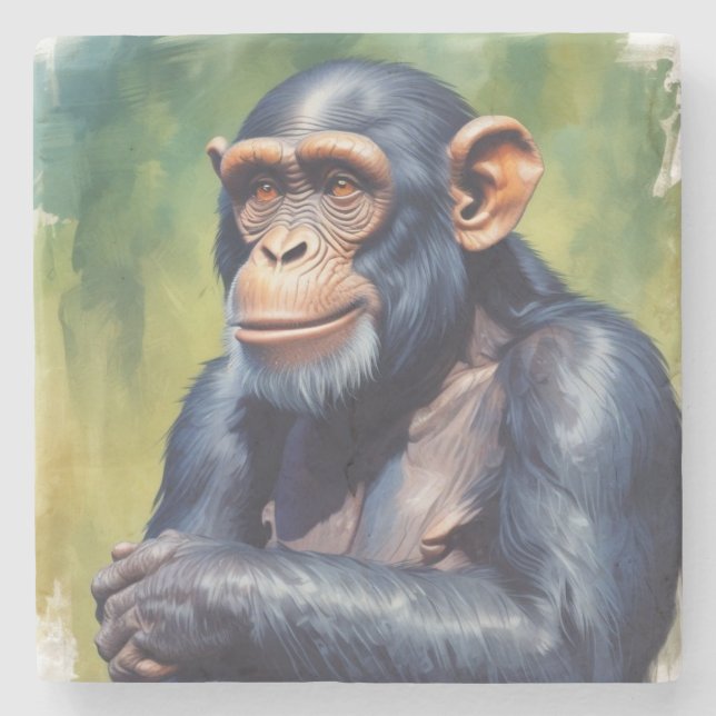 Cute Crazy Funny Chimpanzee Stenunderlägg (Framsidan)