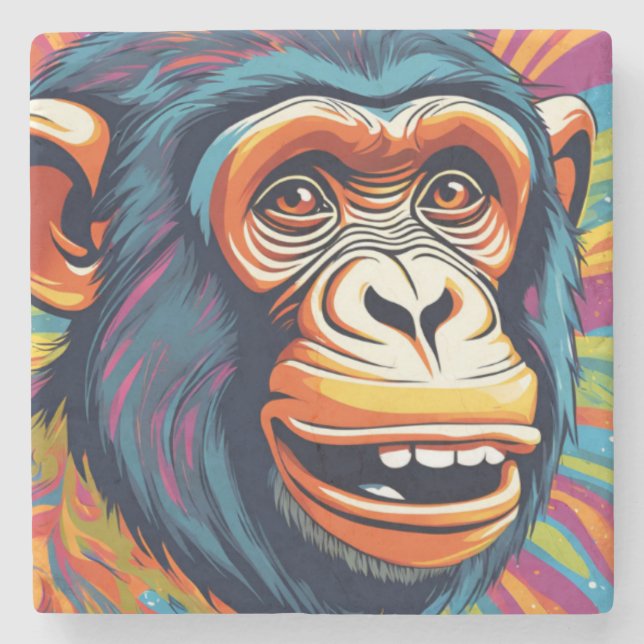 Cute Crazy Funny Chimpanzee Stenunderlägg (Framsidan)
