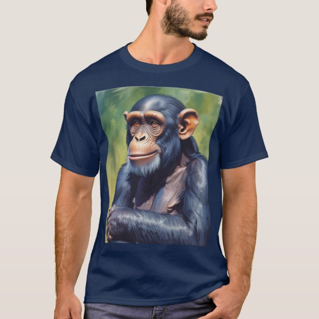 Cute Crazy Funny Chimpanzee T Shirt (Framsida)