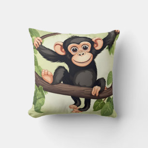 Cute Crazy Funny Chimpanzee Tecknad Kudde
