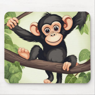 Cute Crazy Funny Chimpanzee Tecknad Musmatta