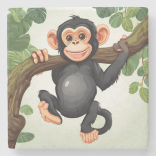 Cute Crazy Funny Chimpanzee Tecknad Stenunderlägg