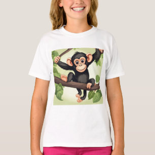 Cute Crazy Funny Chimpanzee Tecknad T Shirt