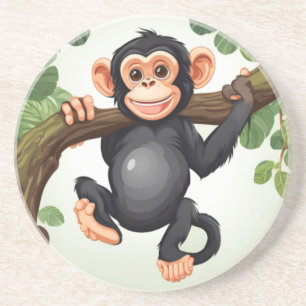 Cute Crazy Funny Chimpanzee Tecknad Underlägg