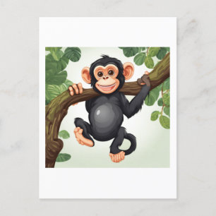 Cute Crazy Funny Chimpanzee Tecknad Vykort